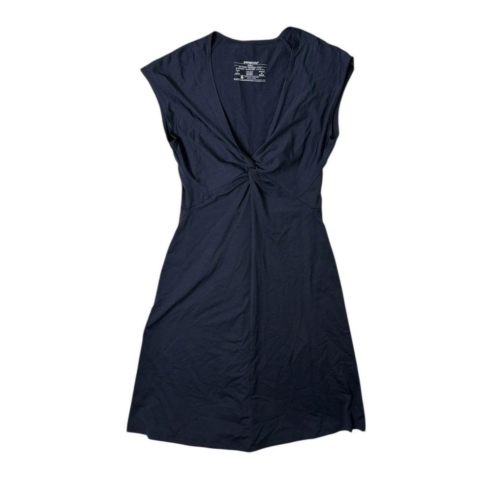 Patagonia Womens Dress Size S Black Twist Front Sleeveless Stretch Nylon Sporty